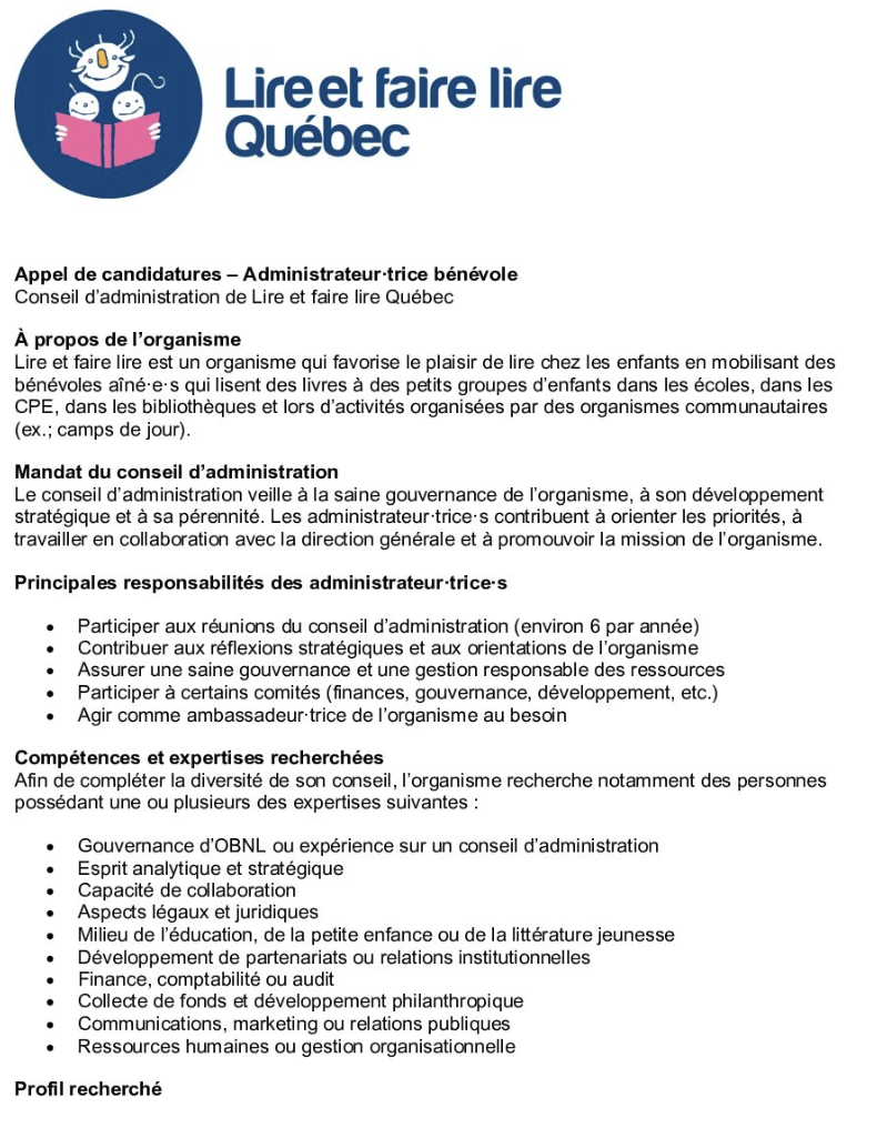 Appel de candidatures